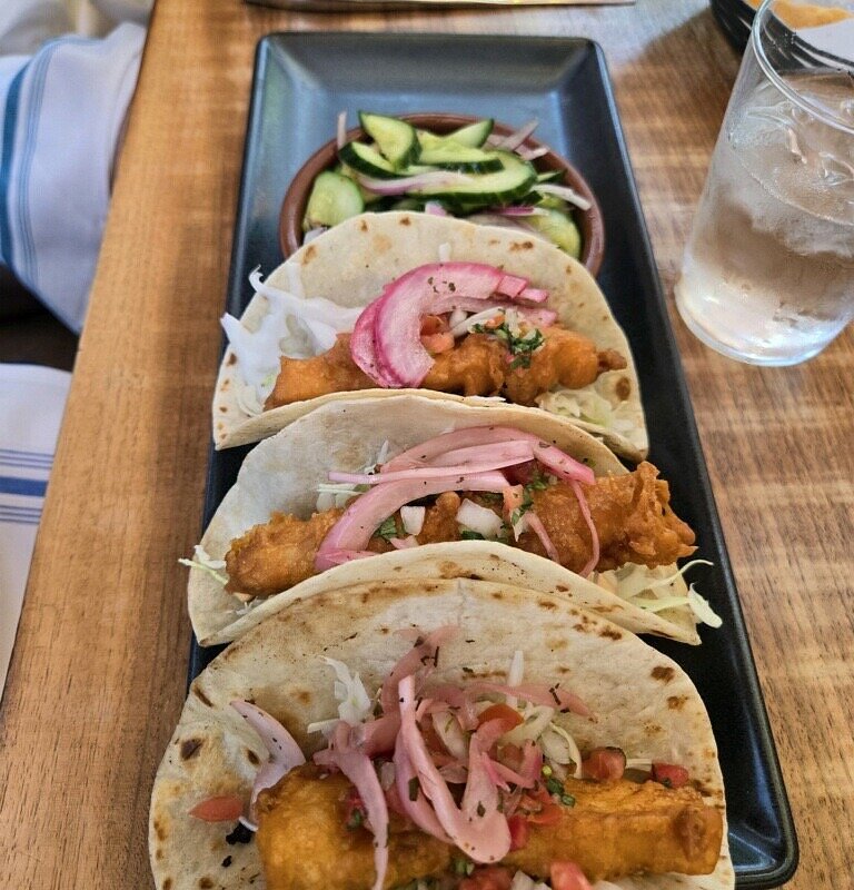 Nada signature dishes Caramelized Cauliflower TacosBaja Fish TacosQueso